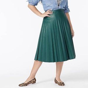 J. Crew Green Pleated Skirt